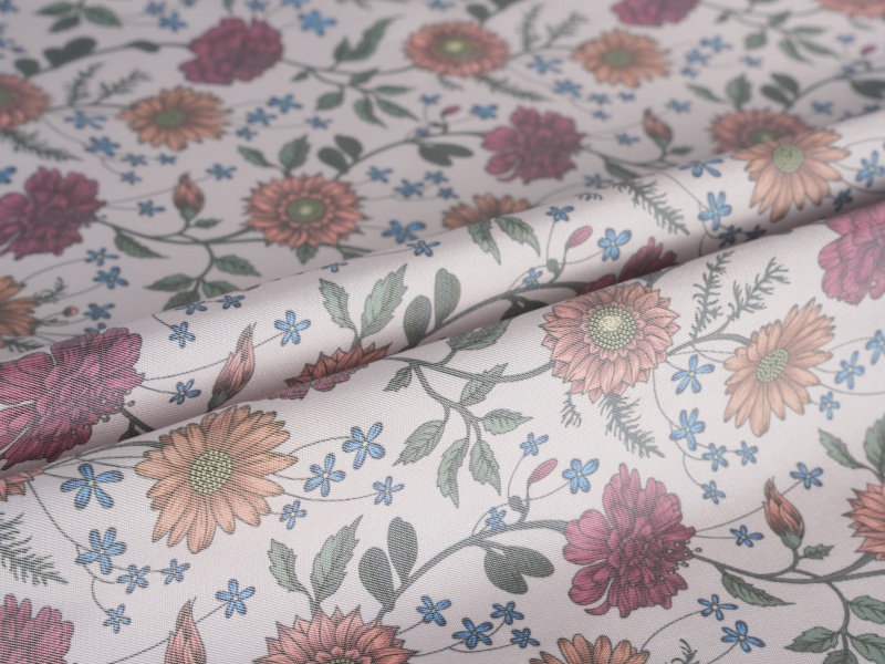 Polyester-viscose twill trykt foring stof